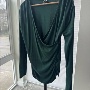 Nordstrom Green Faux Wrap Top